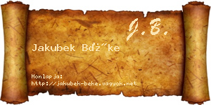 Jakubek Béke névjegykártya